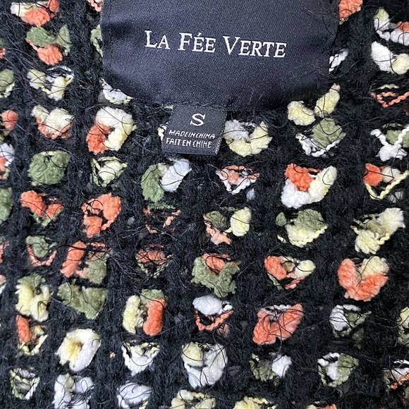 Anthropologie La Fee Verte Boho Eyelash Open Cardigan Shawl Sweater - Picture 11 of 13